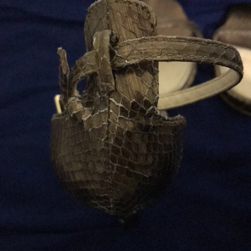 Zara, gold snakeskin, strappy sandals. - Picture 11 of 14